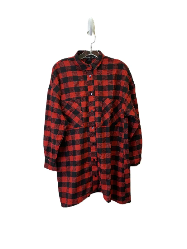 Blouse Long Sleeve By Hyfve In Plaid Pattern, Size: S