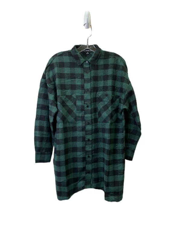 Blouse Long Sleeve By Hyfve In Plaid Pattern, Size: S