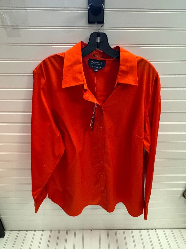 Blouse Long Sleeve By Jones New York In Orange, Size: 2x