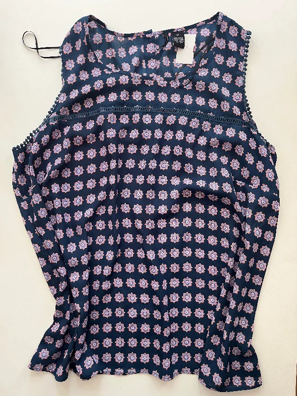 Blouse Sleeveless By New Directions In Navy, Size: 3x