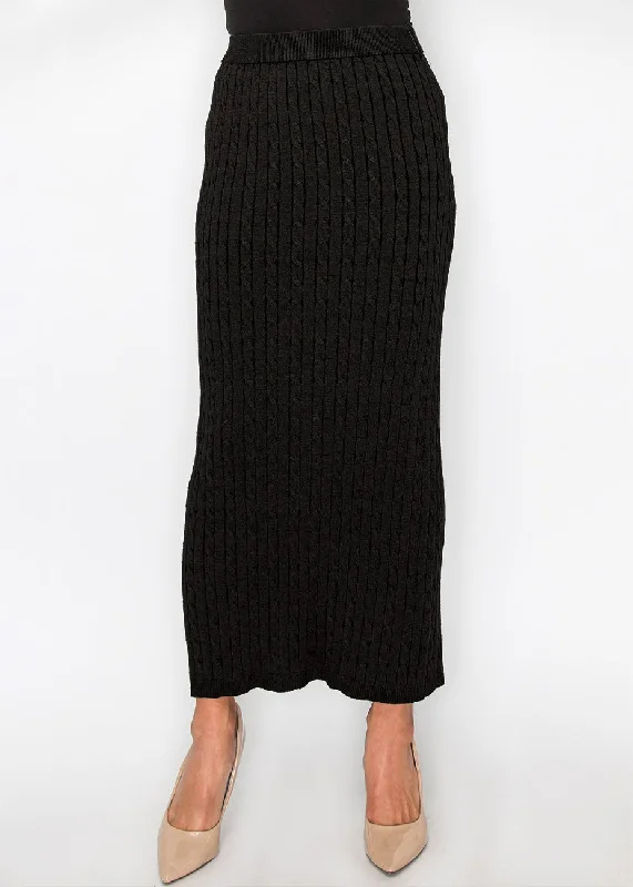 Elegant Black Cable Knit Skirt