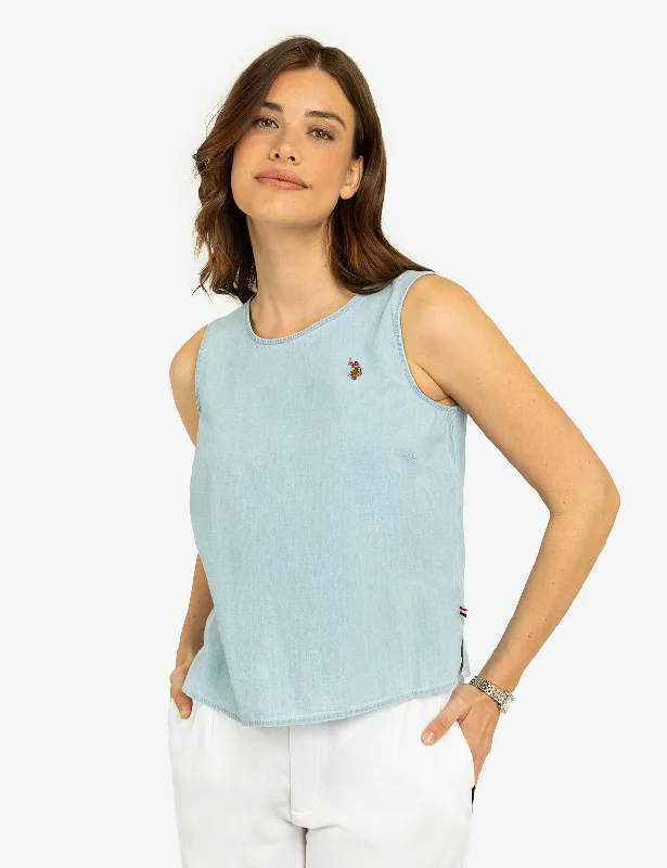 SLEEVELESS KEYHOLE BACK CROP TOP