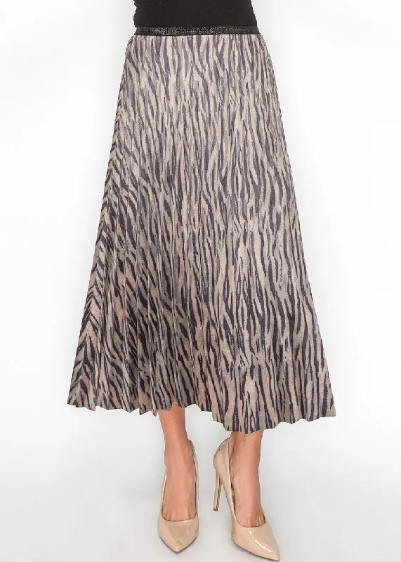 Striped Safari Pleated Skirt