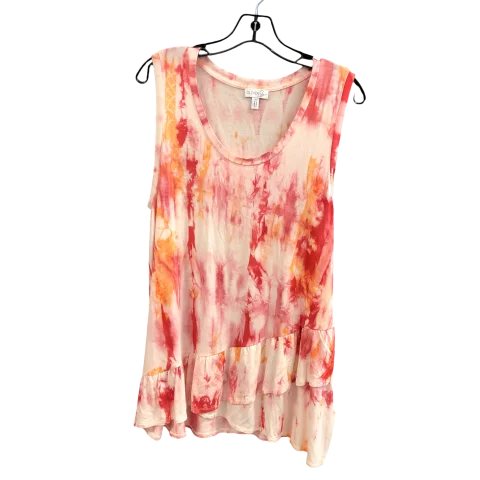 Top Sleeveless By Olivia Sky In Pink & Red, Size: Xl