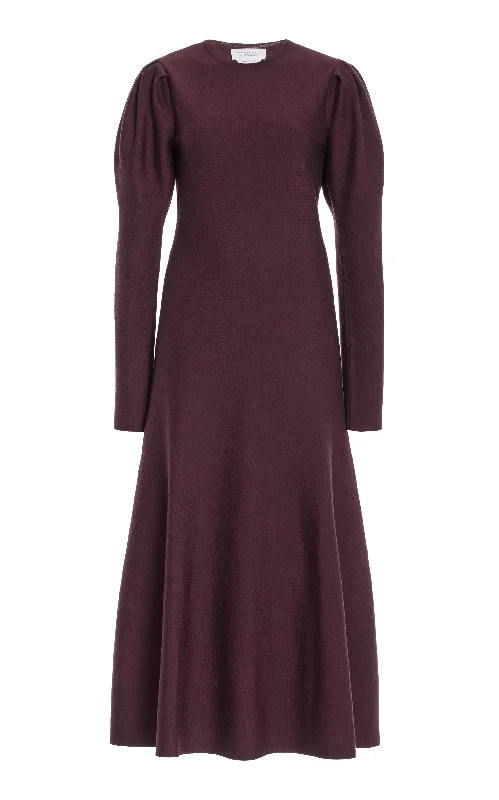 Hannah Knit Maxi Dress in Deep Bordeaux Merino Wool Cashmere