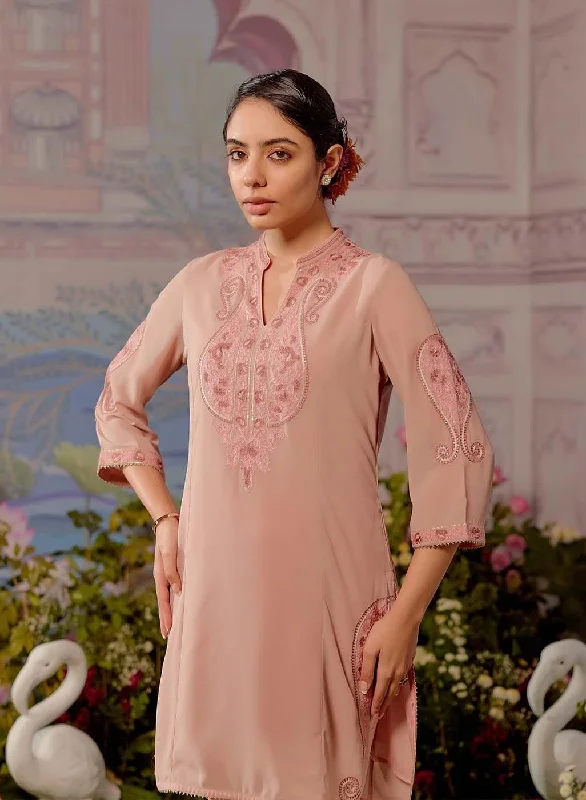 Nude Pink Mid-length Georgette Kurta for Women