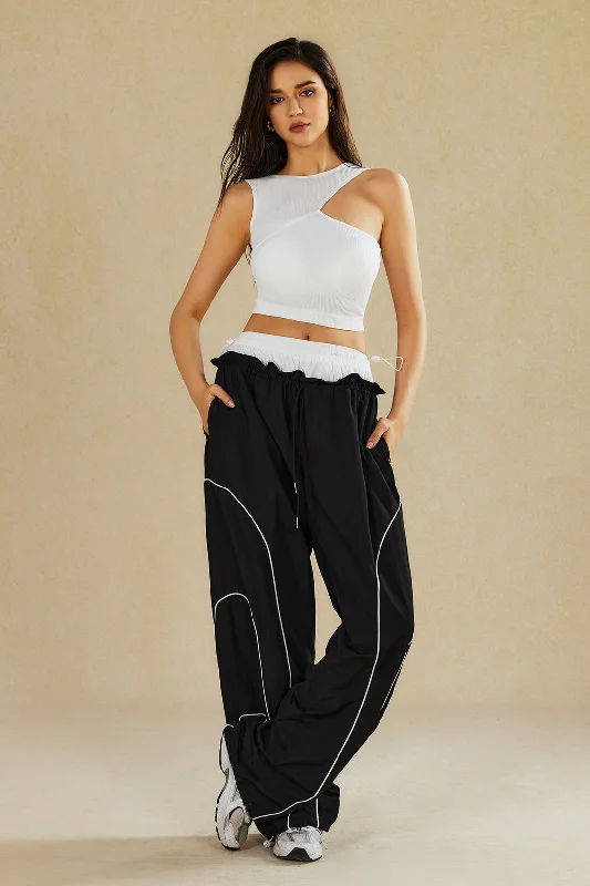 Double Waistband Color Block Trousers