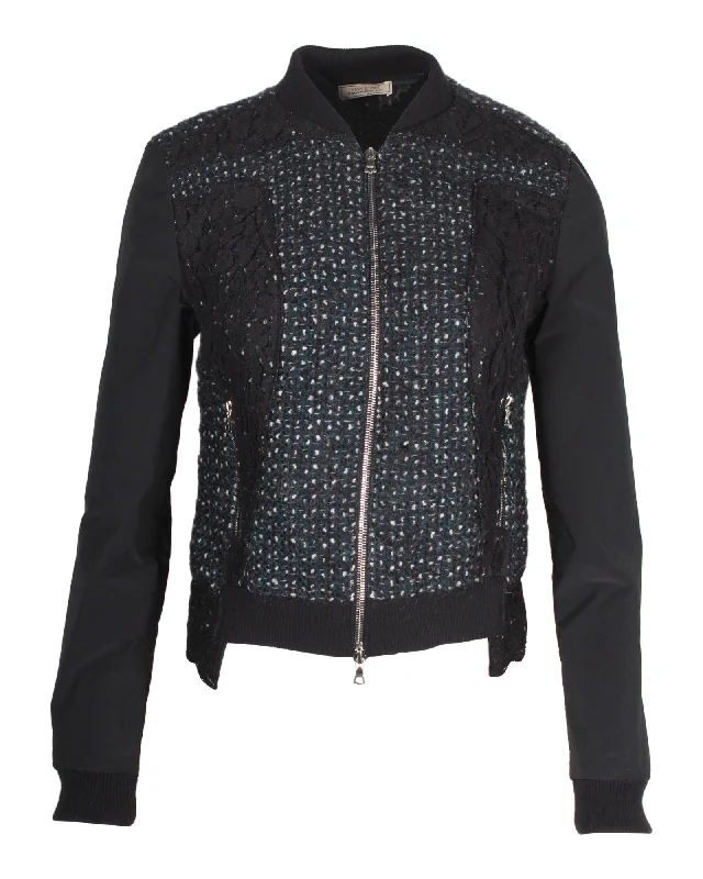 Nina Ricci Bouclé Zipped Jacket in Black Mohair