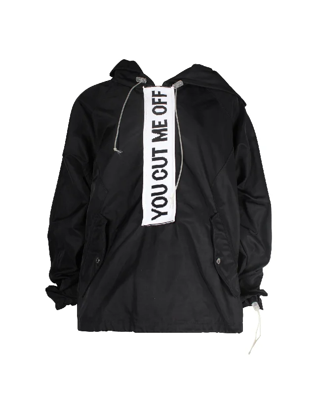 Off-White Anorak 'You Cut Me Off' Hooded Jacket in Black Nylon