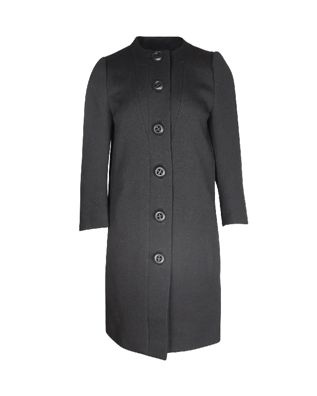 Prada Buttoned Top Coat in Charcoal Wool