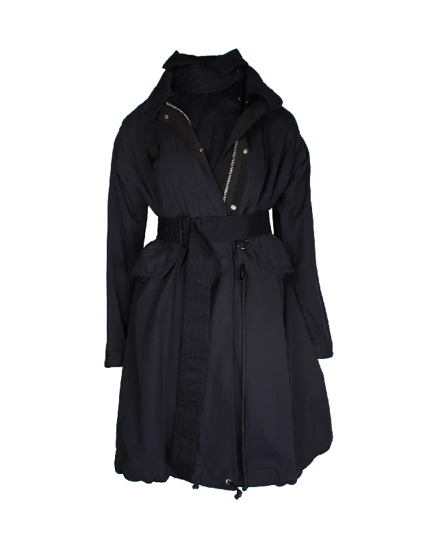 Sacai Trench Coat in Navy Blue Cotton