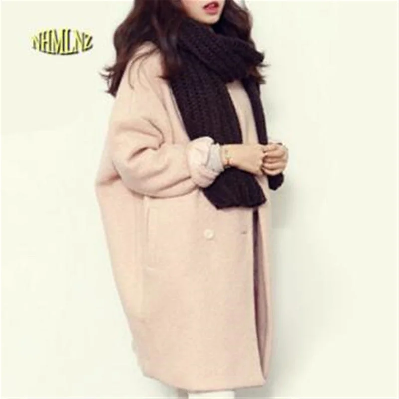 2018 Winter Fashion Women New Coat Long sleeve Medium Long High quality Wool Coat Loose Super Warm Woolen Coat Women G1814