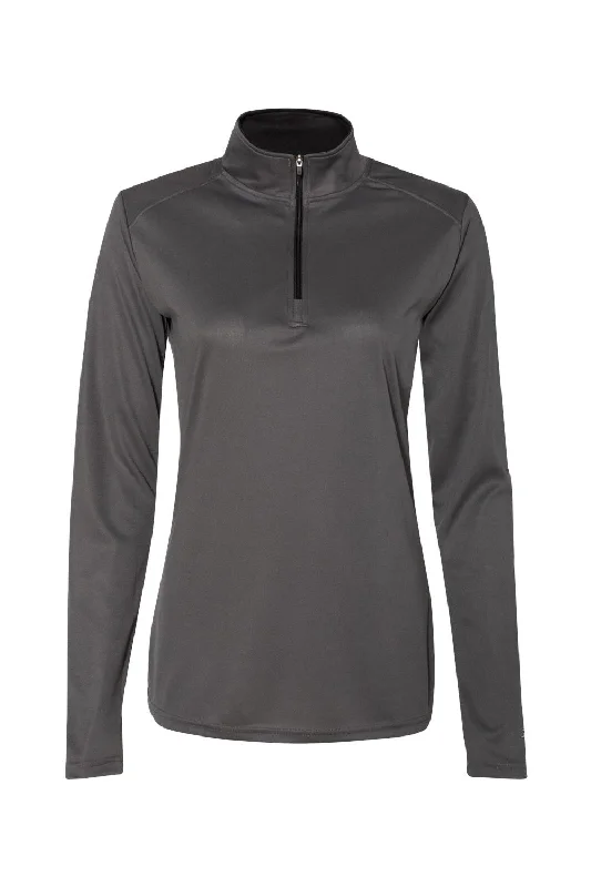 Badger Womens B-Core Moisture Wicking 1/4 Zip Sweatshirt - Graphite Grey/Black