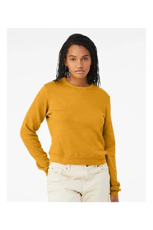 Bella + Canvas Womens Sponge Fleece Classic Crewneck Sweatshirt - Heather Mustard