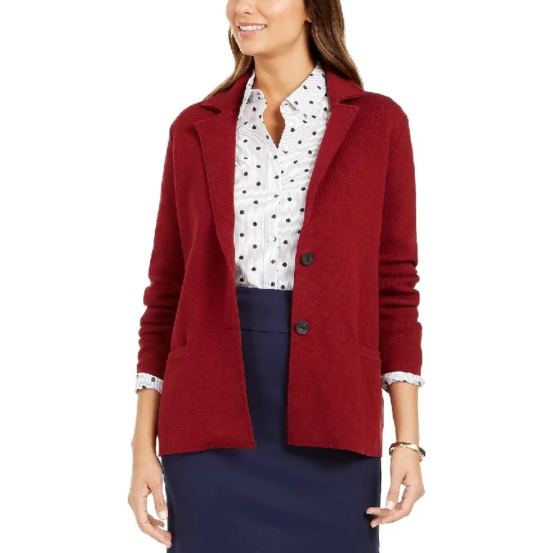 Charter Club Women's Sweater Blazer Jacket Red Size Large