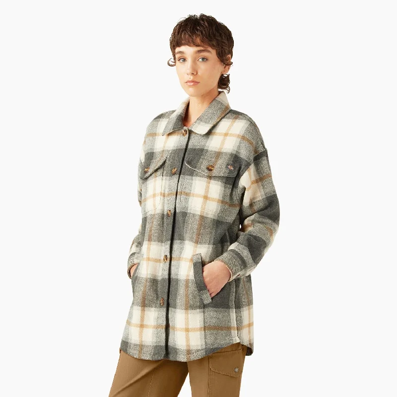 Dickies Women's Flannel Oversized Plaid Shirt Jac