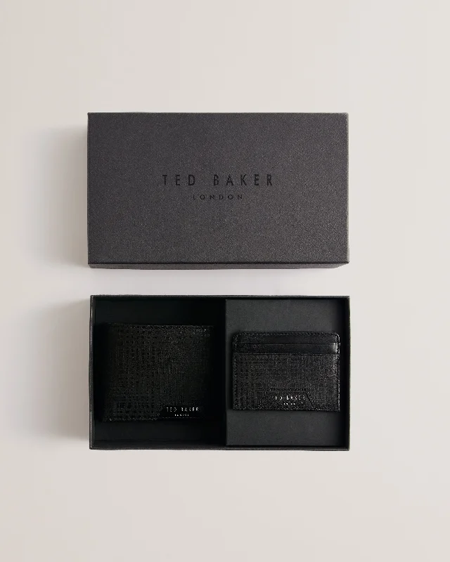 Etan Etched Leather Wallet & Cardholder Black