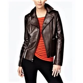 GUESS Asymmetrical-Zip Faux-Leather Black