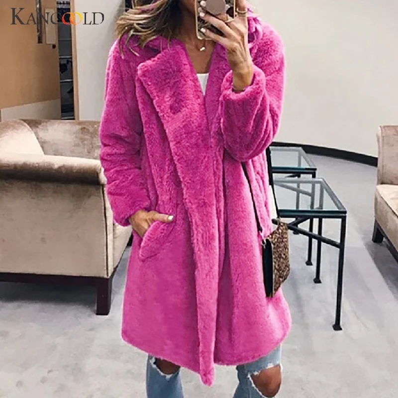 KANCOOLD coats MINIMALIST STYLE Ladi Warm Faux Fur Outerwear Winter Solid Turn Down Collar new coats and jackets women 2019Sep20