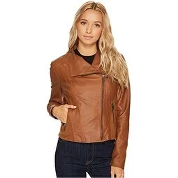 Marc Jacobs New York Felix Feather Leather Jacket in Brown Extra Large