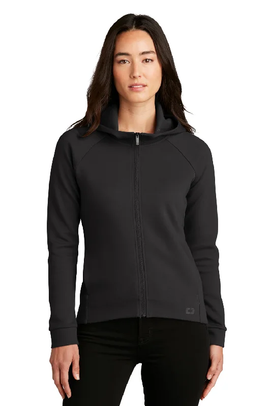 Ogio Womens Bolt Full Zip Hooded Sweatshirt Hoodie - Blacktop