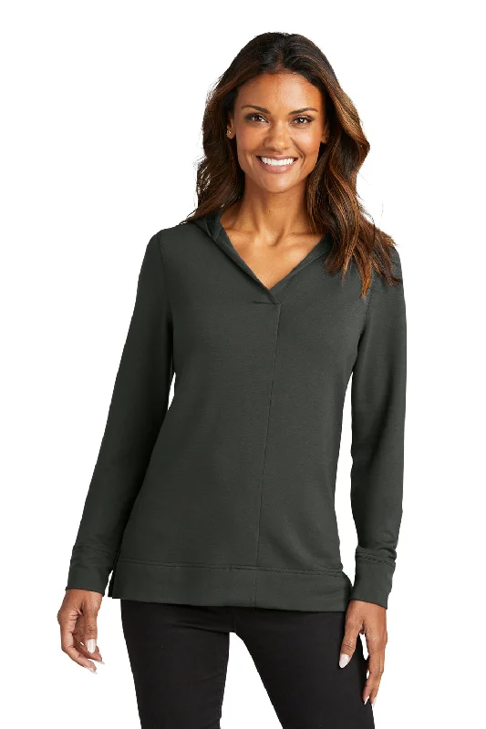 Port Authority Womens Microterry Snag Resistant Hooded Sweatshirt Hoodie - Charcoal Grey