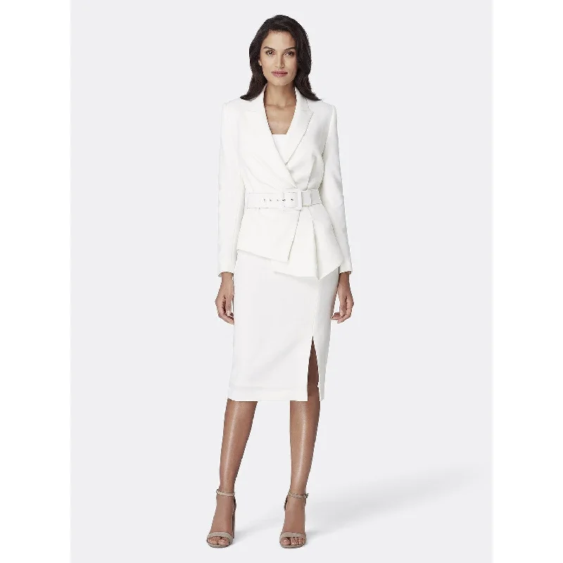 Tahari ASL Women's Belted Asymmetric Jacket Ivory Size 6