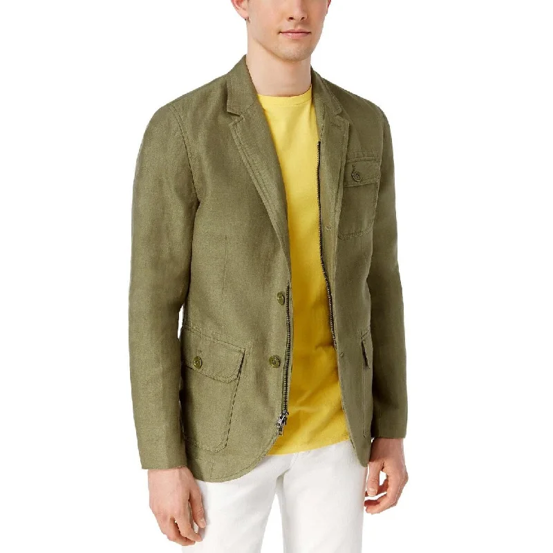 Tommy Hilfiger Men's Rafael Olive Green Linen Blend Blazer Jacket - XL