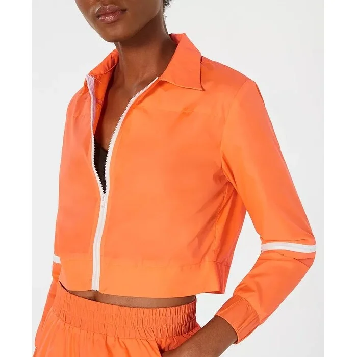 Waisted Women's Cropped Parachute Jacket Orange Size Medium