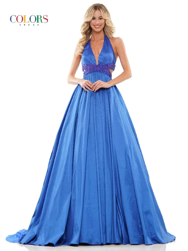 Colors 2910 Colors Long Halter Evening Dress