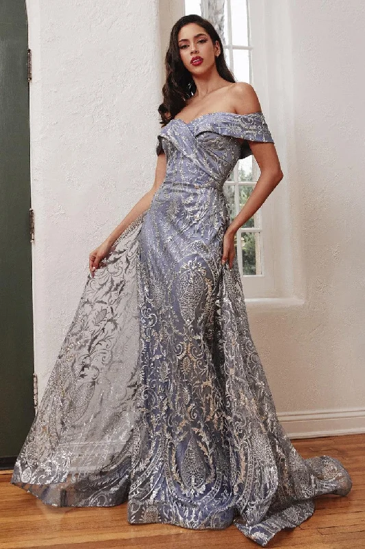 Smoky Blue 18 Cinderella Divine J836 Long Off Shoulder Evening Gown Sale