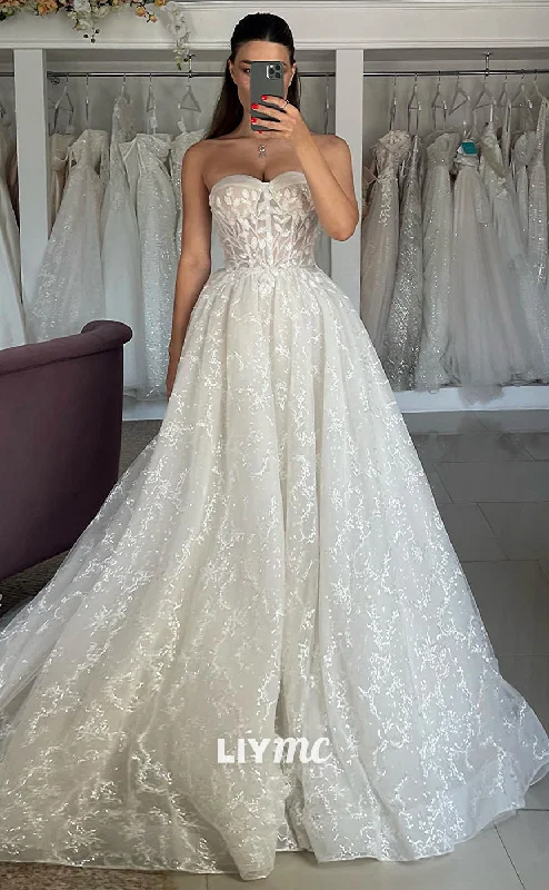 LW437 - Sweetheart Sleeveless A-Line Appliques Tiered Ball Gown Wedding Dress