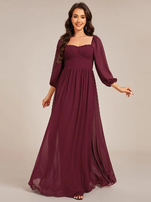 Sweetheart Neckline 3/4 Sleeve Chiffon Bridesmaid Dress